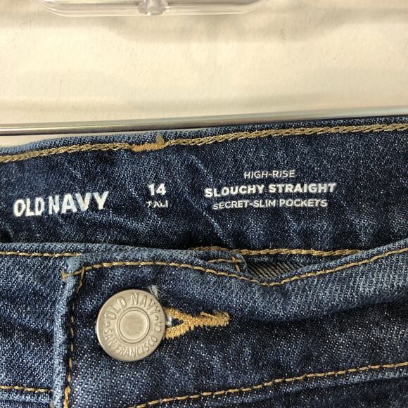 Old Navy Women's High-Rise Slouchy Straight Button-Fly Jeans Size 14 Tall - Picture 3 of 8